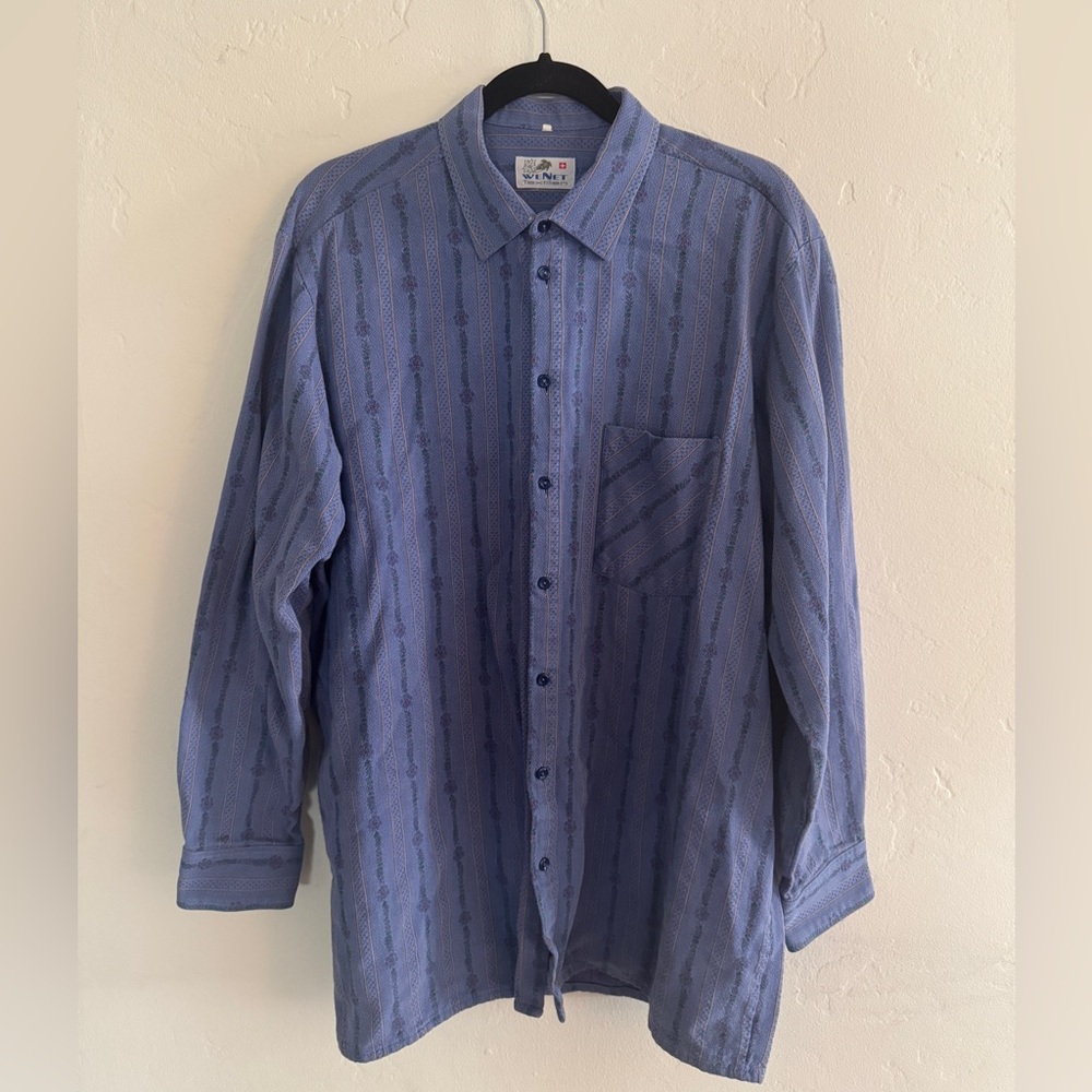Vintage WeNet Textilien Long Sleeve Western Shirt Blue
